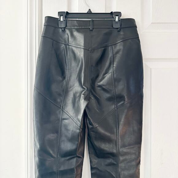 Wilfred Aritzia Rebel Black Faux Leather High Rise Straight Tapered Pants 8 - Picture 8 of 10
